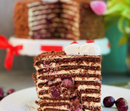 Tort Spartak cu cacao și vișine