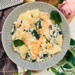 Risotto cu creveți și spanac în sos cremos cu parmezan
