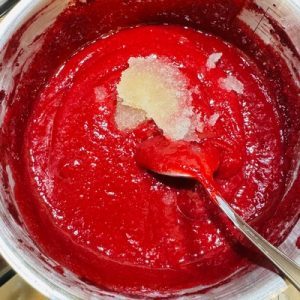 Tort cu mousse de mango și jeleu de vișine