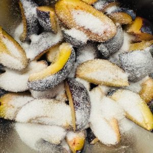 Prăjitură simplă și rapidă cu prune și cremă de vanilie