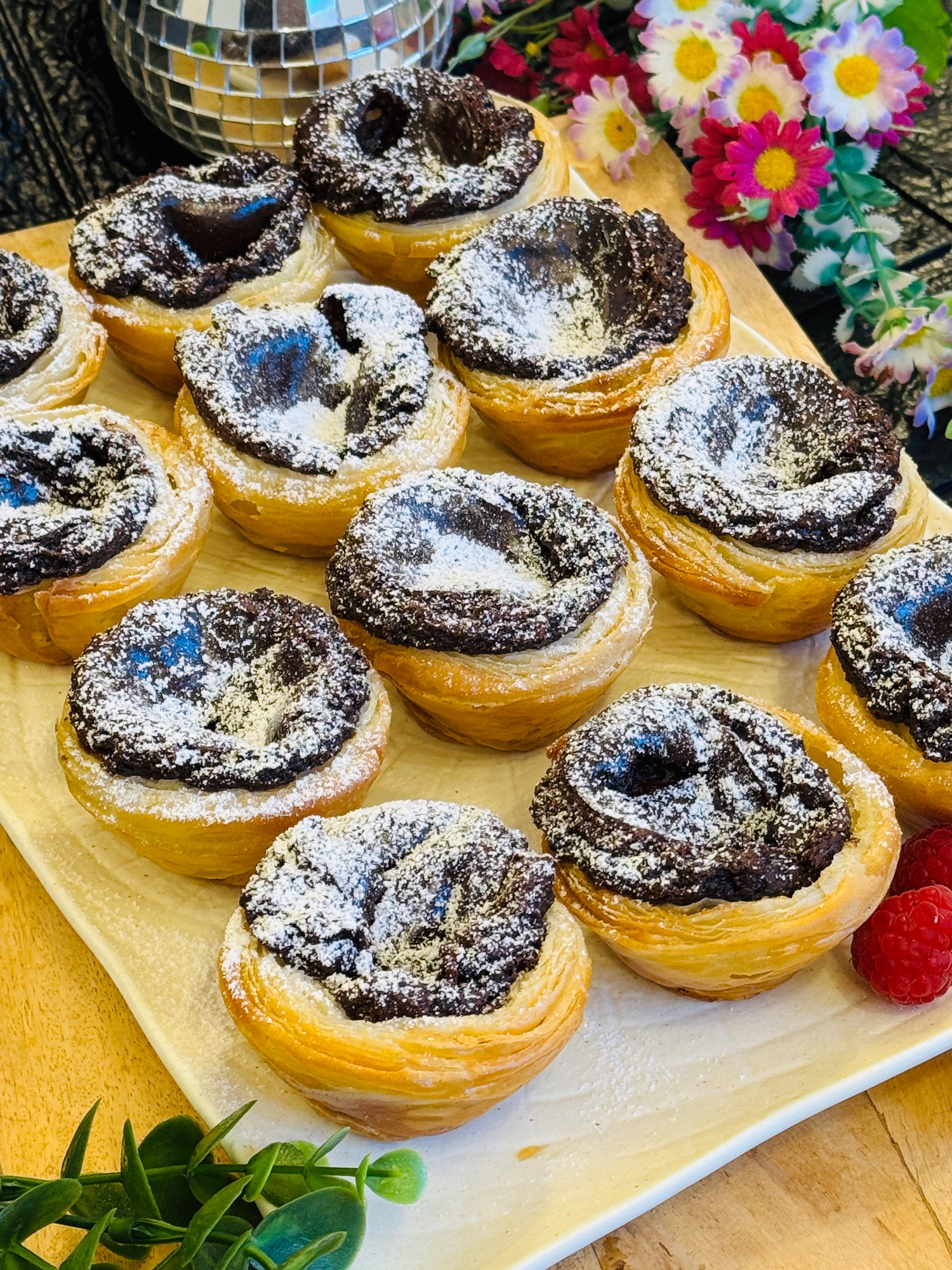 Pastéis de nata cu ciocolată și zmeură