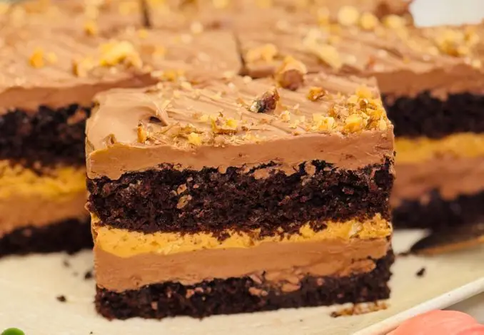 Prăjitura burghezului cu nucă, caramel și ciocolată