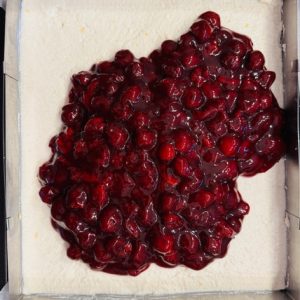Prăjitură cu vișine și brânză dulce