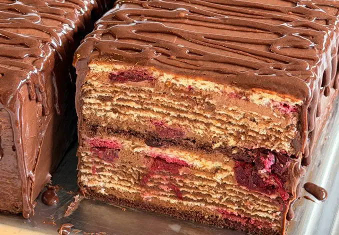 Tort 2 în 1 - Doboș combinat cu vișine