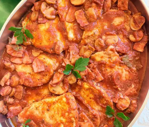 Escalop de porc cu ciuperci și șuncă - Escalop de porc Zingara