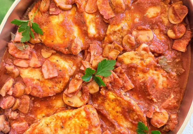 Escalop de porc cu ciuperci și șuncă - Escalop de porc Zingara