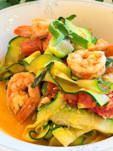 Paste de Zucchini cu Creveți sau Fettuccine din Zucchini