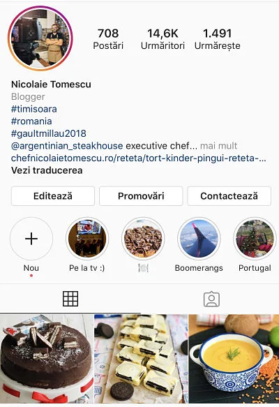 Urmărește-l pe Chef Nicolaie Tomescu pe Instagram